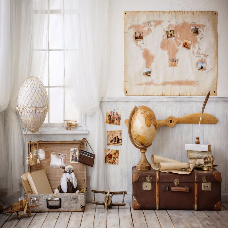 Vinyl Photography Background World Map globe Newborn Baby Room Toy Traveling Earth Case Computer Print Children Backdrops for Photo Studio