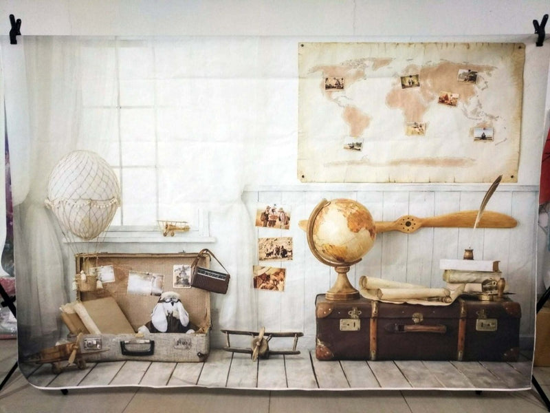 Vinyl Photography Background World Map globe Newborn Baby Room Toy Traveling Earth Case Computer Print Children Backdrops for Photo Studio