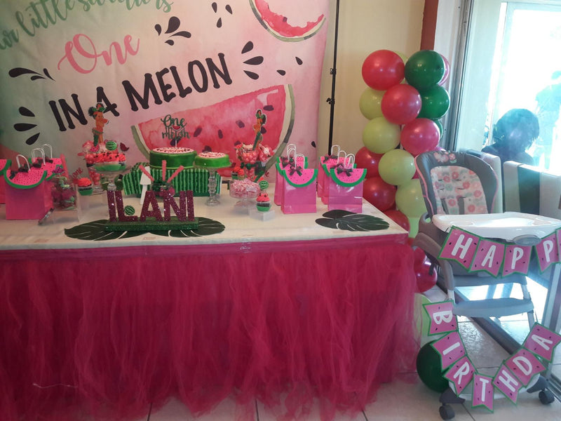 Watermelon Themed One in a Cocomelon Backdrop Kids Happy 1st Birthday Party Banner Watercolor Summer Fruit Photography Background for Girls Picture