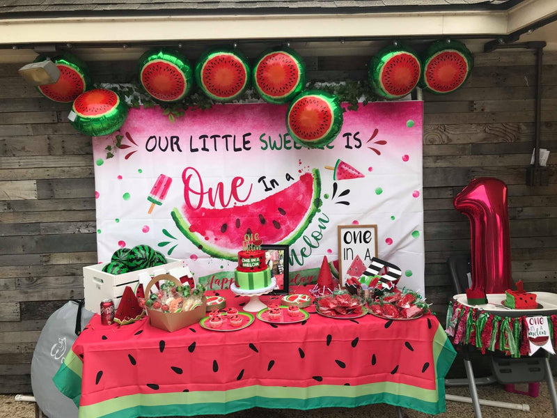 Watermelon Themed Girl First Birthday Photo Studio Background Pink Princess 1st One in a Melon Birthday Summer Fruit Party Decorations Banner Photography Backdrops for Dessert Table