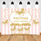 Welcome Little Princess Baby Shower Backdrop Gold Carousel Baby Shower Photo Background Pink White Stripe Photography Backdrops