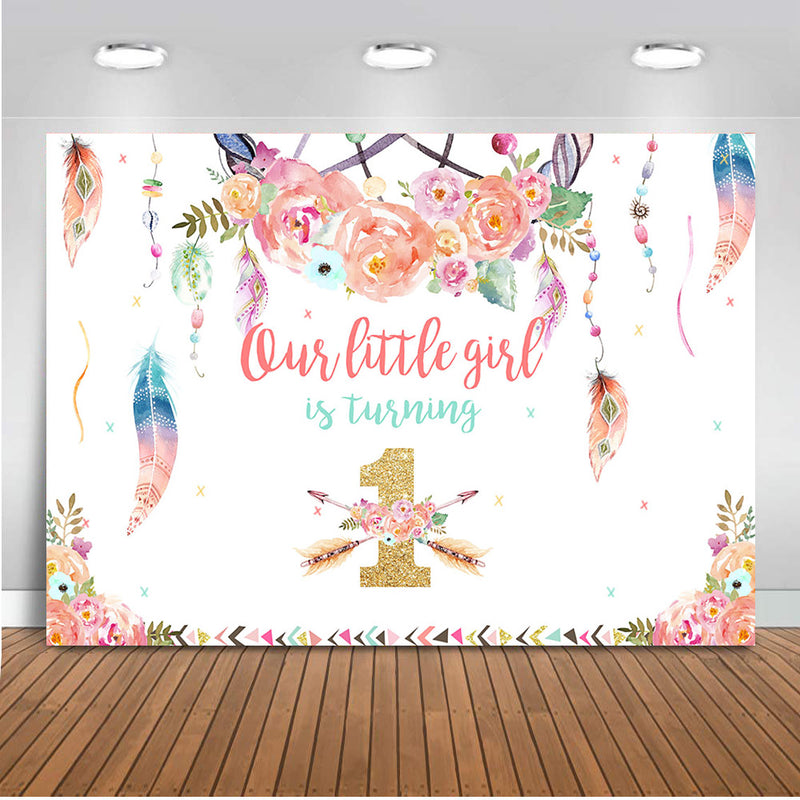 Wild One Birthday Backdrop Photo 1st Birthday Part Dreamcatcher Girl Photography Background Boho Cake Table Photo Backdrops