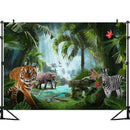 Wild Safari Backdrop Jungle Animal Birthday Photo Props Studio Booth Background Tiger Elephant Cake Smash Photoshoot Banner