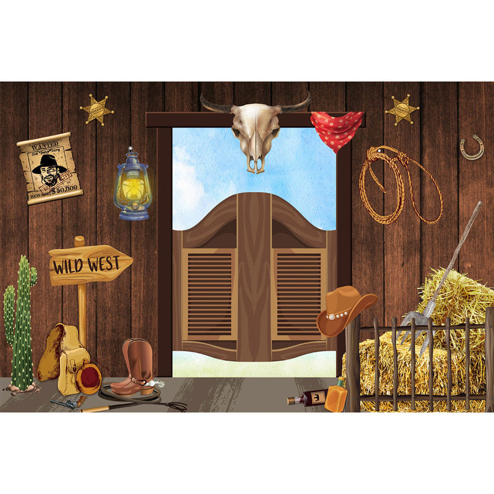 Wild West Party Backdrop Western Cowboy Birthday Background Cowboys Sheriff Birthday Party Banner Backdrops Decoration Photocall