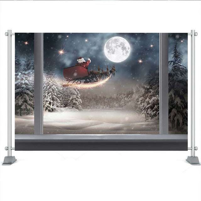 Ventana Santa Claus fotografía telón de fondo retrato de niños sesión fotográfica familiar cartel de Navidad decoración del Festival niño bebé estudio fotográfico 