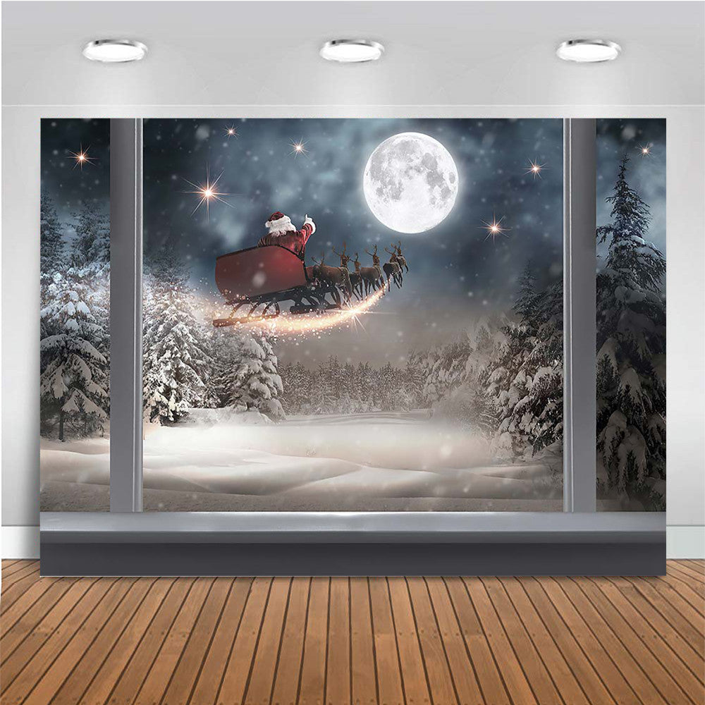 Ventana Santa Claus fotografía telón de fondo retrato de niños sesión fotográfica familiar cartel de Navidad decoración del Festival niño bebé estudio fotográfico 