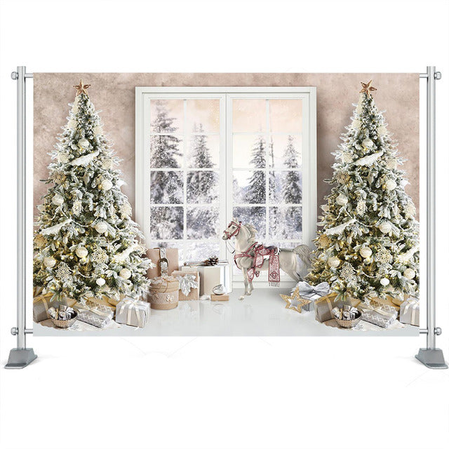 Winter Christmas Backdrop Girl Portrait Photography Kids Photocall Forest Toys Gifts Window Photo Props Child Photo studio Props
