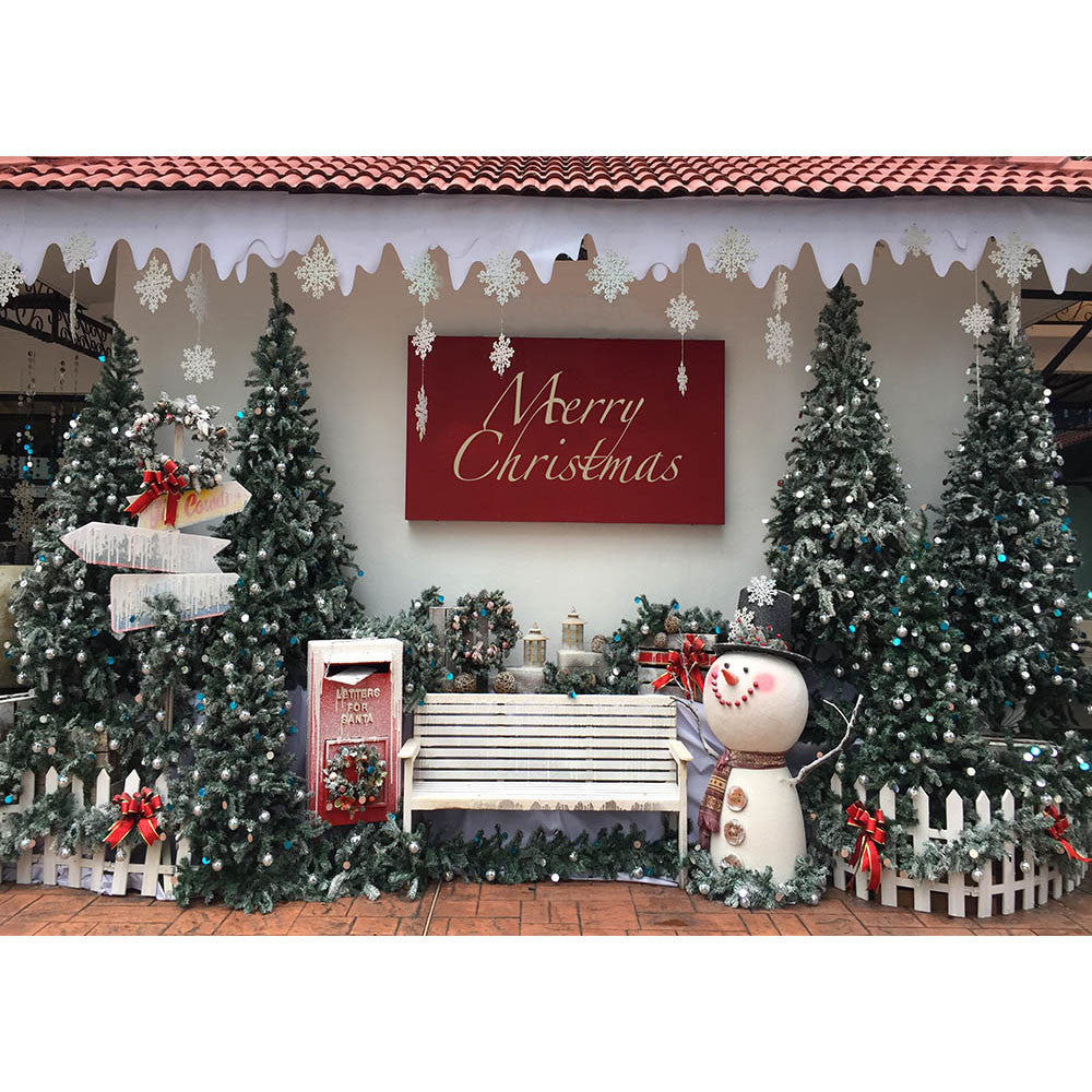 Winter Christmas Backdrop for Photography Newborn Kid Children Birthday Portrait Photo Background Snowman Pine Tree Photocall