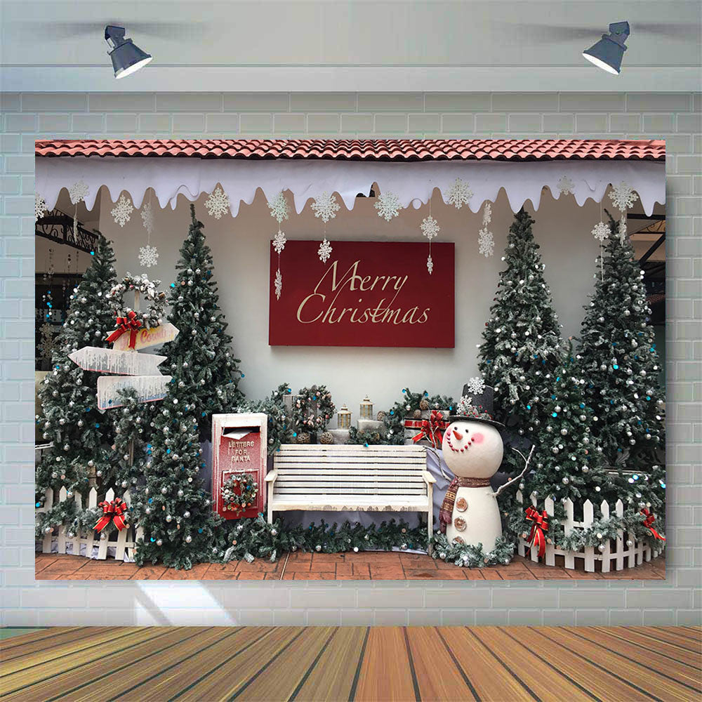 Winter Christmas Backdrop for Photography Newborn Kid Children Birthday Portrait Photo Background Snowman Pine Tree Photocall