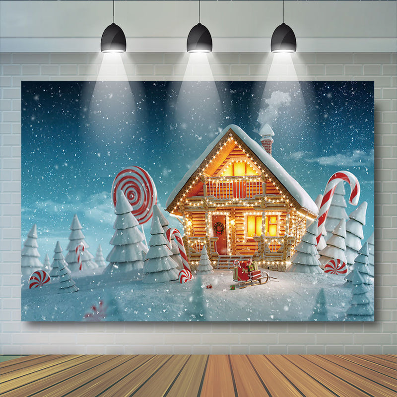Winter House Christmas Backdrop for Photography Snowflake Background Kids Birthday Party New Year Party Decoration