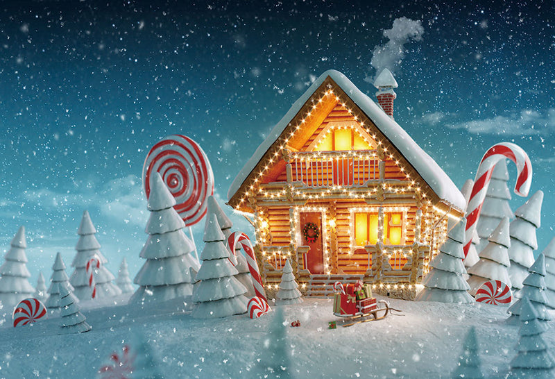 Winter House Christmas Backdrop for Photography Snowflake Background Kids Birthday Party New Year Party Decoration