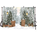 Winter Snow Pine Tree Forest Backdrop for Photography Glitter Light Christmas Winter Portrait Photo Background Studio Props