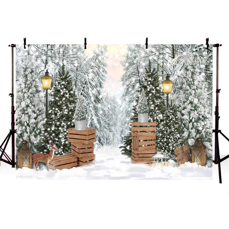 Hiver neige pin forêt toile de fond pour la photographie paillettes lumière noël hiver Portrait Photo fond Studio accessoires