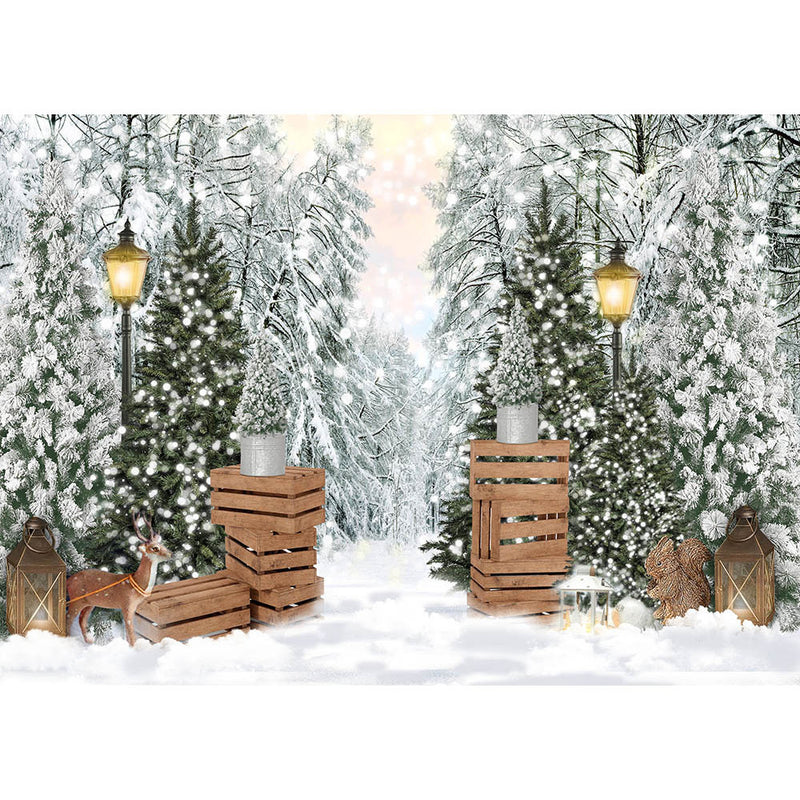 Hiver neige pin forêt toile de fond pour la photographie paillettes lumière noël hiver Portrait Photo fond Studio accessoires