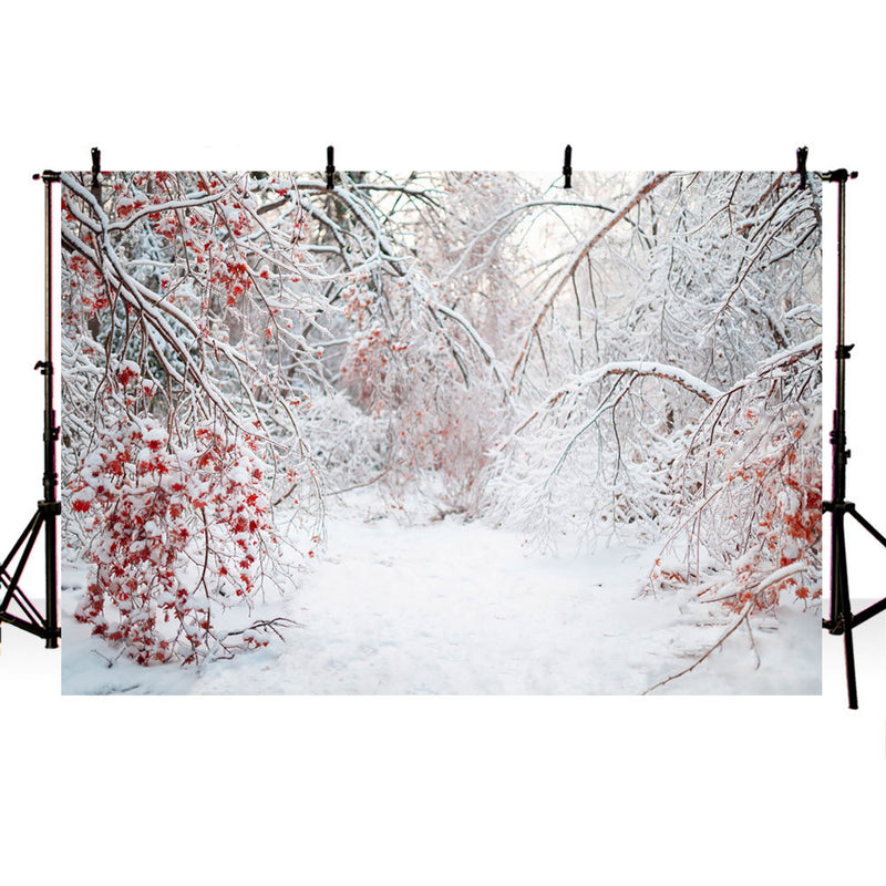 Toile de fond de Portrait de neige d'hiver pour photographie, arrière-plan de forêt de noël pour Studio Photo, accessoires de séance Photo pour enfants, bannière