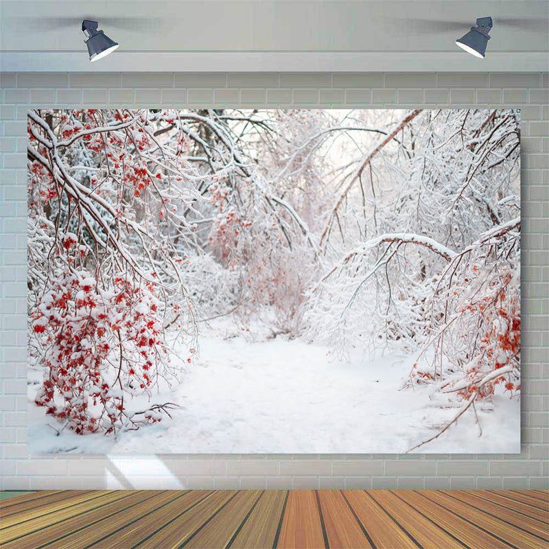 Winter Snow Portrait Backdrop for Photography Christmas Forest Background for Photo Studio Children Kids Photoshoot Props Banner