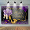 Femmes fête d'anniversaire toile de fond Rose brillant paillettes talons hauts violet fond doré adultes femmes heureux 30e 40e 50e anniversaire décor 