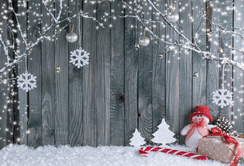 Fondo de Navidad tablero de madera árbol de invierno rama de nieve muñeco de nieve Reno fotografía fondo para estudio fotográfico fondos 