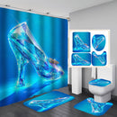 Cinderella’s Glass Slipper Print Shower Curtain Set Bathroom Bathing Screen Anti-slip Toilet Lid Cover Carpet Rugs Home Decor