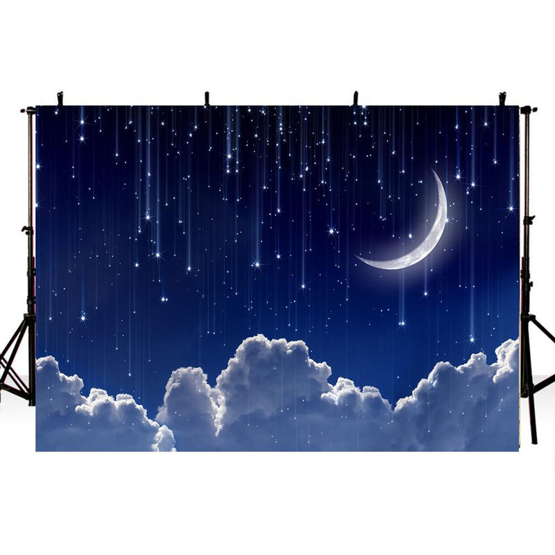 Twinkle Twinkle Little Star Background for Picture Baby Shower Photo Backdrop Royal Blue Moon Clouds Party Banner Background Decor