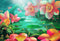Safflower Green Leaf Photography Backdrops Lotus Flower Home Decoration Party Banner Decoration Background Backdrops Props Vinyl photo Backdrop
