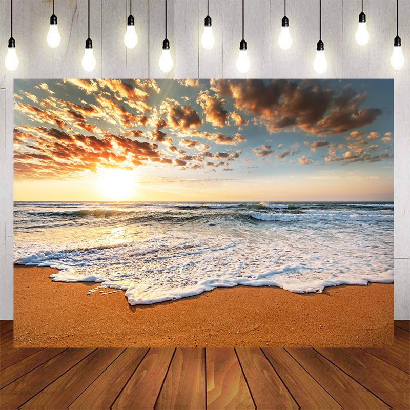 Sea Beach Sunset Photography Backdrops Hawaii Luau Summer Holidays Background Backdrops Props Ocean Vinyl photo Backdrop