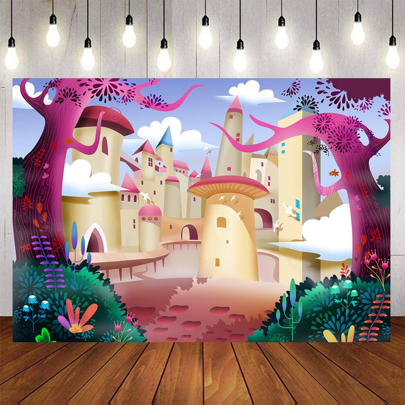 Cartoon Castle Photography Backdrops Kids Party Banner Decoration Background Backdrops Girls Vinyl photo Backdrop