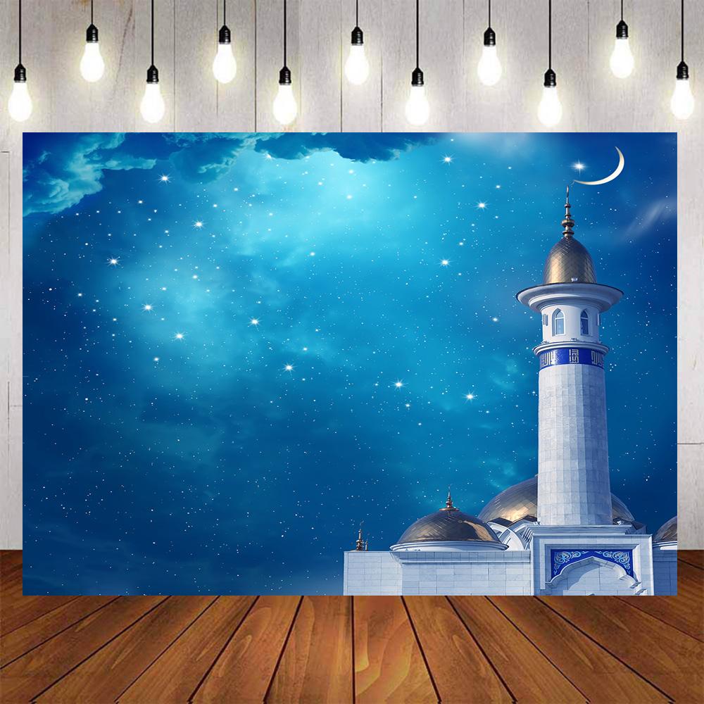 Night Moon Photography Backdrops Twinkle Stars Light Blue Sky Background Backdrops Baby Vinyl photo Backdrop