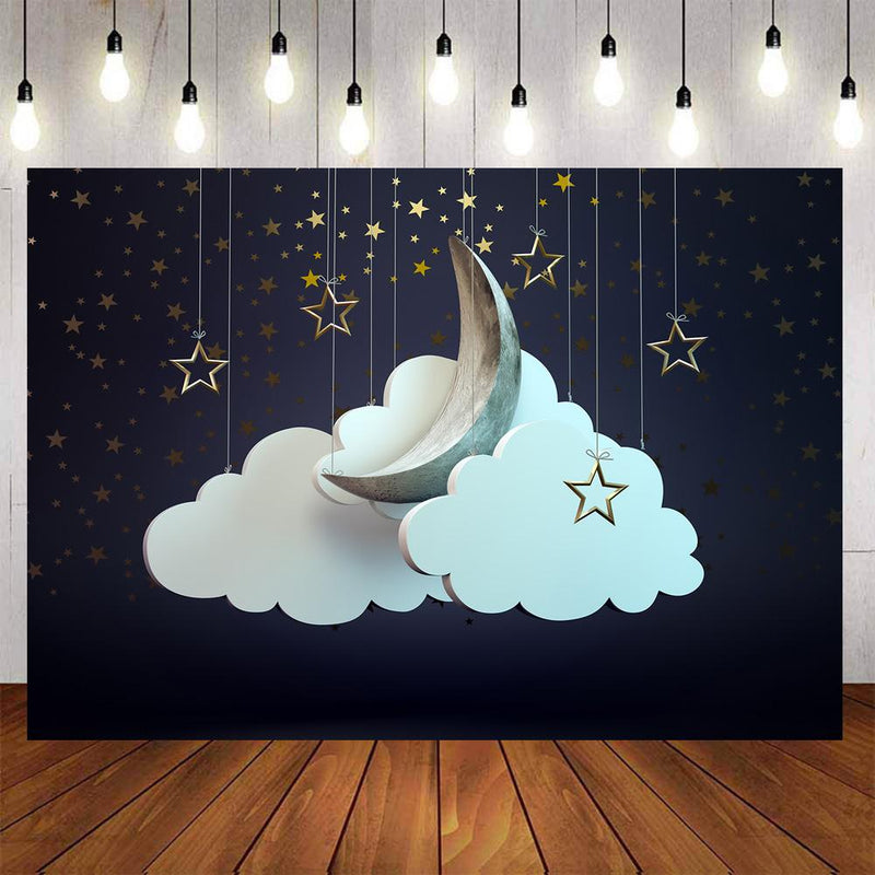 Twinkle Twinkle Little Star Photography Backdrops Stars Moon Clouds Background Backdrops Props Baby Shower Vinyl photo Backdrop