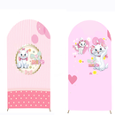Customize Size Pink Marie Cat Girls Photo Background Cover Arch Theme Background Double Side Elastic Covers