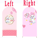 Customize Size Pink Marie Cat Girls Photo Background Cover Arch Theme Background Double Side Elastic Covers