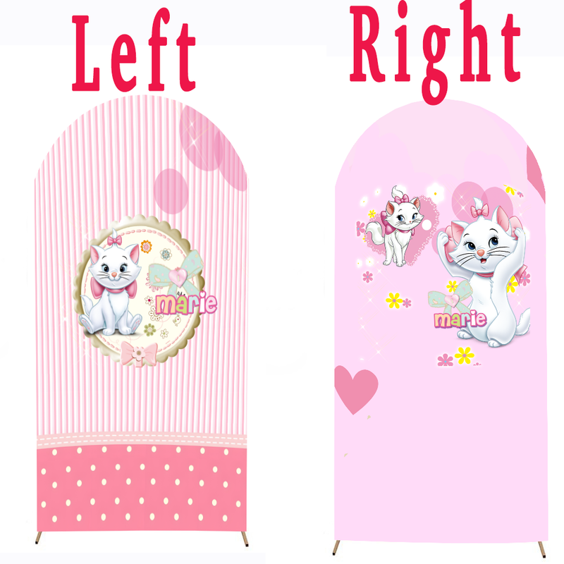 Customize Size Pink Marie Cat Girls Photo Background Cover Arch Theme Background Double Side Elastic Covers
