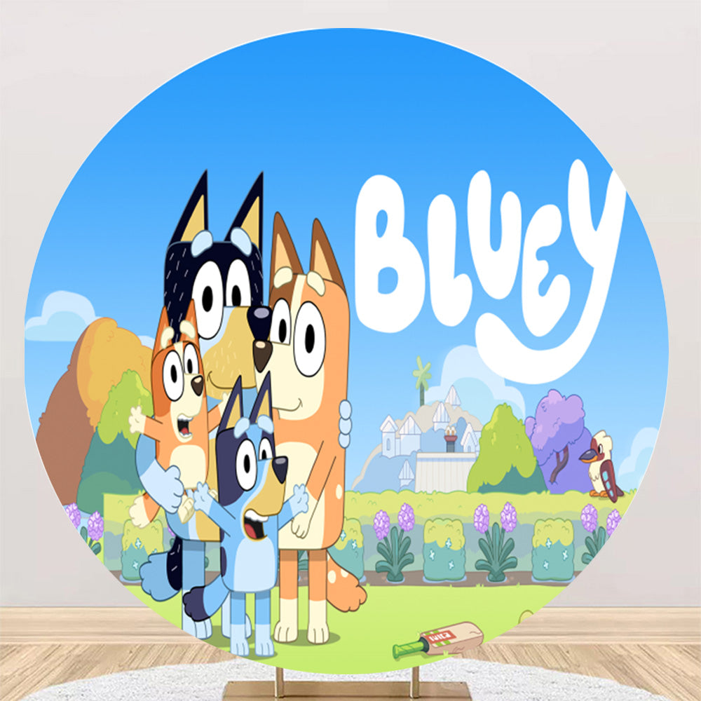 Custom Bluey Round Backdrop Bandit Chilli Bingo Cover