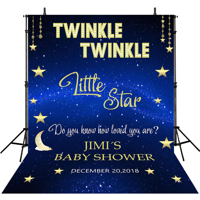 Customize Baby Shower Photography Backdrops Twinkle Twinkle Litter Star Dream Blue Newborn Photo Backdrop For Photo Studio
