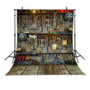 Household Tools Photography Background Little Boy Toolbox Electric DrillNew Born Baby Birthday Theme Backdrop Professional Photo Studio