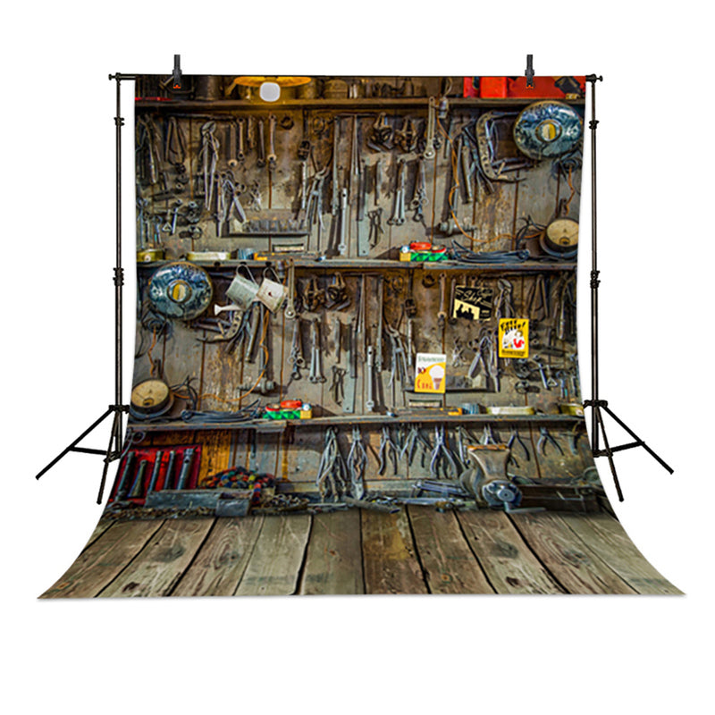 Household Tools Photography Background Little Boy Toolbox Electric DrillNew Born Baby Birthday Theme Backdrop Professional Photo Studio