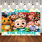 Happy Birthday Cocomelon Family Party Custom Photo Studio Background Kids Party Backdrop Vinyl Photo Backdrop