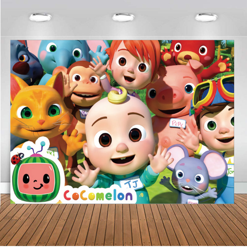 Personalize Cartoon Melon Family Photography Backdrops Happy Birthday Party Photo Banner