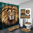 The Lion King Shower Curtain Animal Bathroom Bath Carpet Anti-slip Mats Doormats Soft Toilet Rugs 4 pieces Set Home Decoration