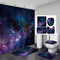 Outer Space Print Shower Curtain Galaxy Stars Set Bathroom Bathing Screen Anti-slip Toilet Lid Cover Carpet Rugs Home Decor