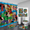 Superhero Avengers Spiderman Shower Curtain Waterproof Set Home Decor Kids Bath Mat Toilet Lid Cover Flannel Bathroom Carpet 4 Piece Set