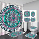 Bohemia Shower Curtain Set Home Decor India Mandala Waterproof Bath Mat Toilet Lid Cover Flannel Bathroom Carpet 4 Piece Set