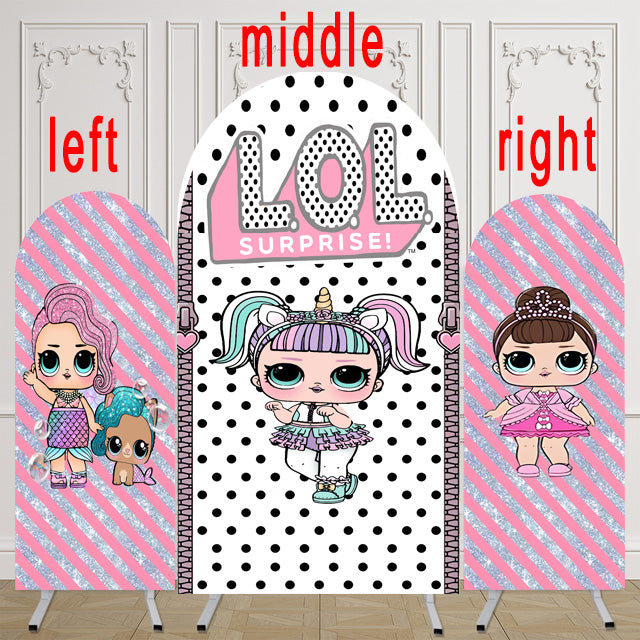  LoL Surprise Photo Background Girls Birthday Party Cover Theme Arch Background Double Side Elastic Covers