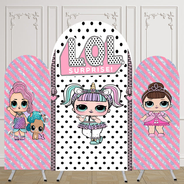  LoL Surprise Photo Background Girls Birthday Party Cover Theme Arch Background Double Side Elastic Covers