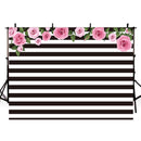 tea party photo backdrop black and white streaks backdrops for photography flowers photo backgrounds stripes wedding photo booth props fringe tea party backdrop for birthday party