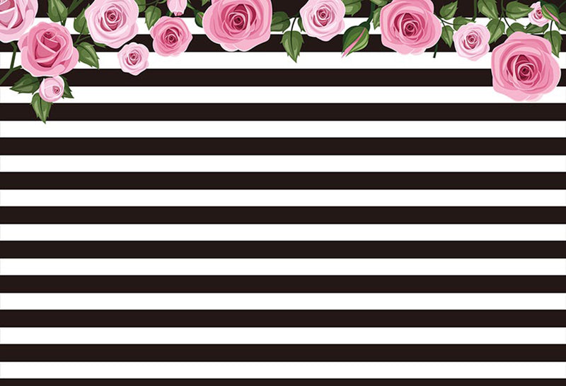 tea party photo backdrop black and white streaks backdrops for photography flowers photo backgrounds stripes wedding photo booth props fringe tea party backdrop for birthday party