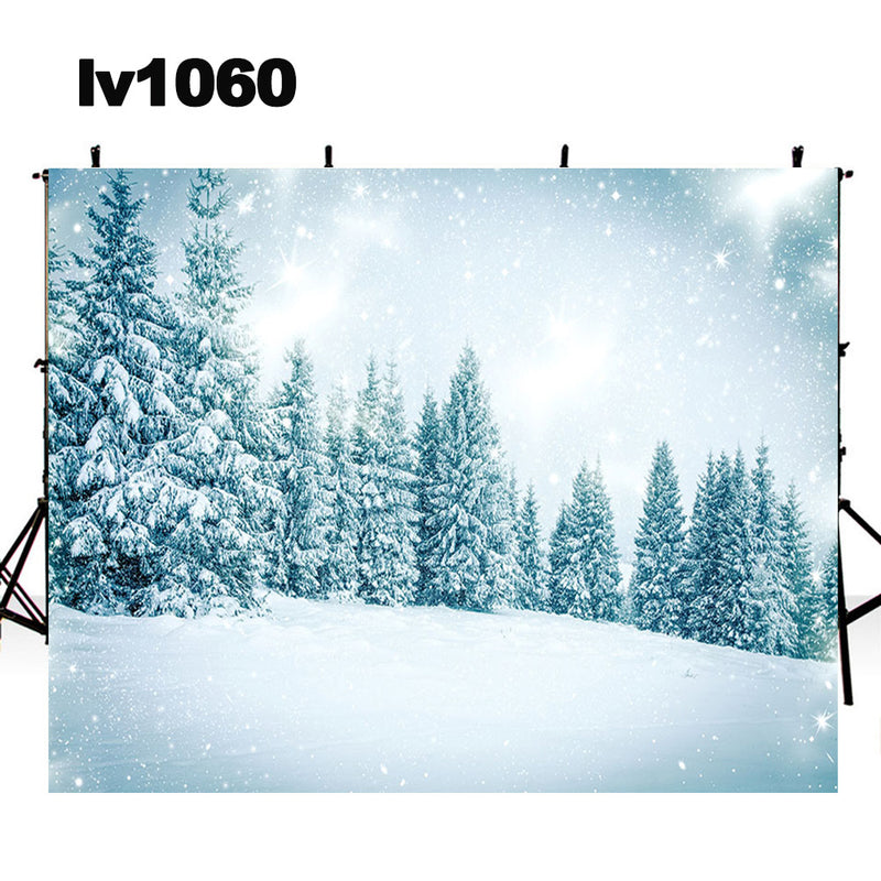 winter snow scenes photo backdrop snow forest frosty cold photography background Merry Xmas photo booth props home party decor Vinyl Fabric backdrops
