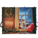 Merry Xmas Eve photo backdrop window photography background Merry Christmas Santa gifts photo booth props wall vinyl backdrops kids