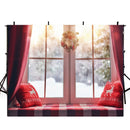 Merry Xmas Eve photo backdrop window photography background Merry Christmas gifts photo booth props wall vinyl backdrops kids