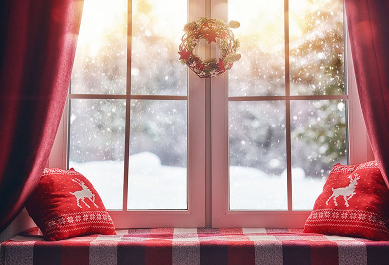 Merry Xmas Eve photo backdrop window photography background Merry Christmas gifts photo booth props wall vinyl backdrops kids